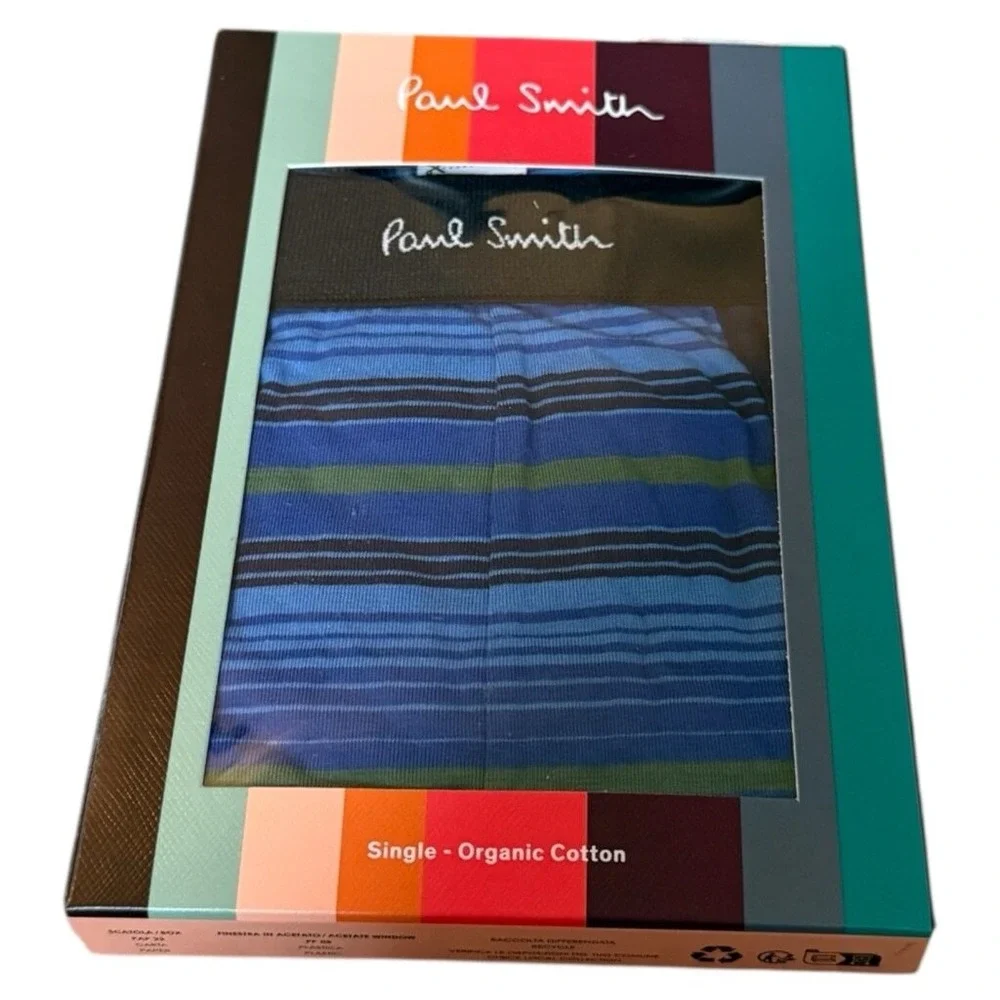 Paul Smith Mens‎ Size XXL Royal Blue Striped Boxer Briefs Trunk Striped New